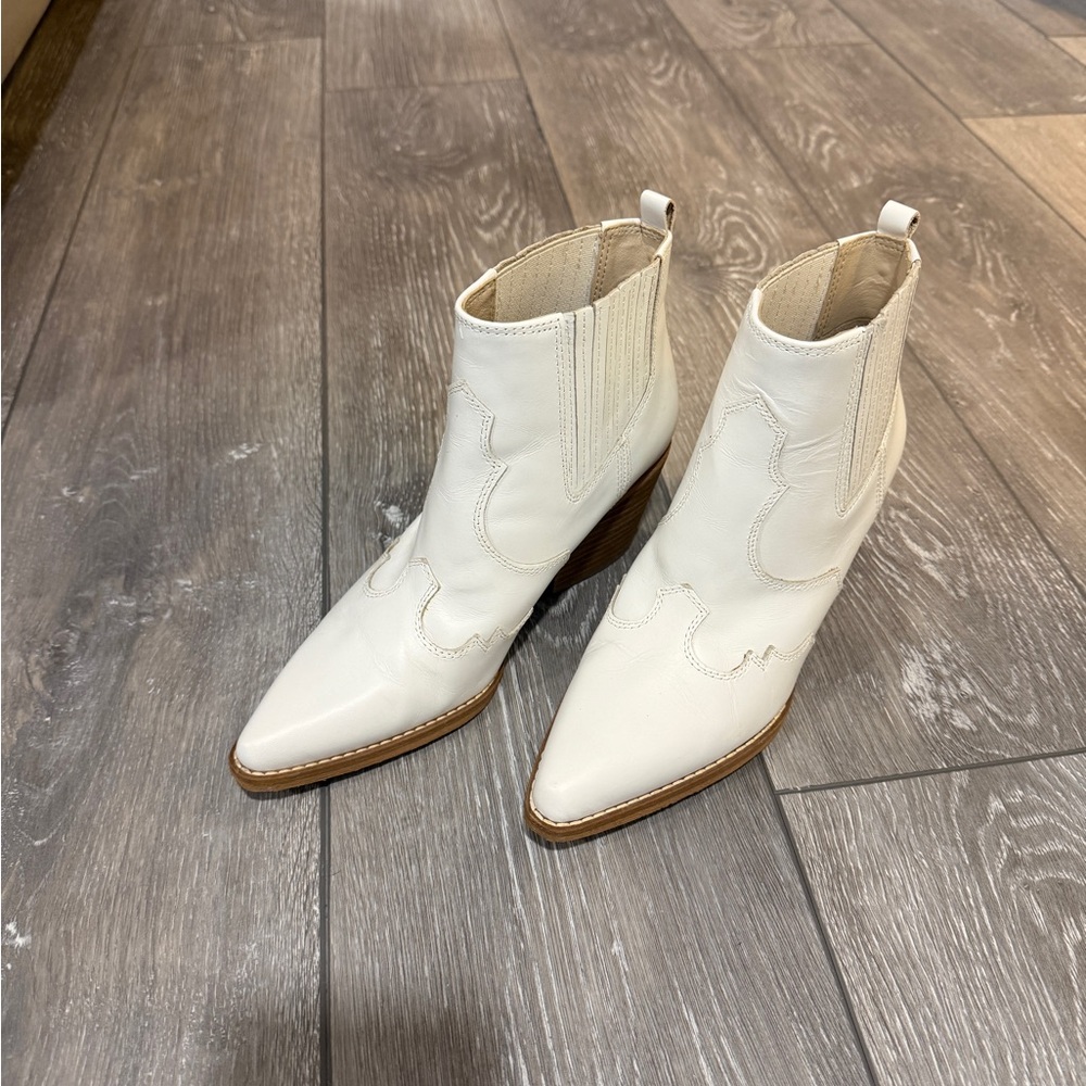 Sam Edelman White Cowboy Booties